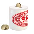thumbnail image 2 of 60th Birthday Piggy Bank, Abstract Grunge Style Happy 60 Party Theme Retro Stamp Slogan Print, Ceramic Coin Bank Money Box for Cash Saving, 3.6" X 3.2", White Red, by Ambesonne, 2 of 4