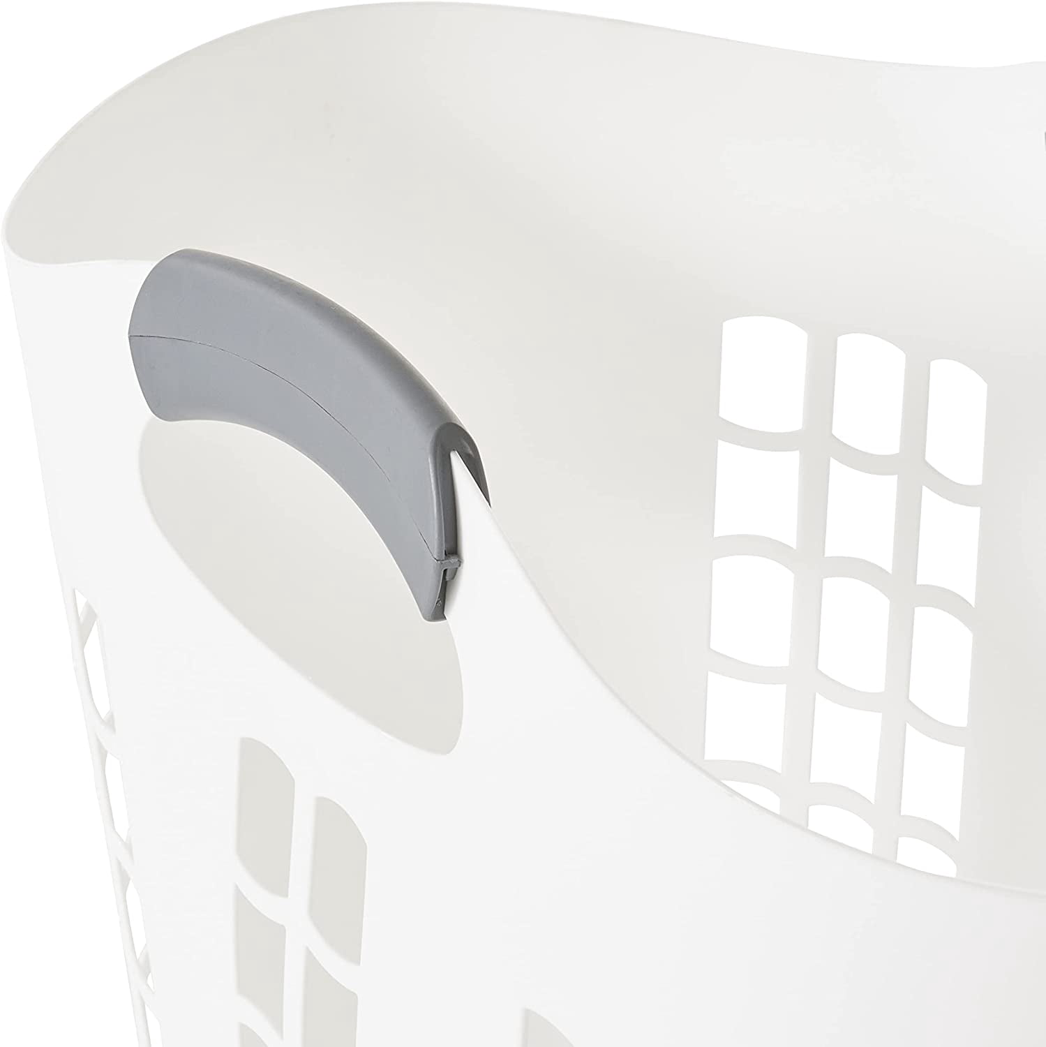 JFTER Laundry Basket, Easy Carry Flex Collapsible Hamper, 87.5 Liters, White - Large Plastic Clothes Storage Organizer for Home, Bathroom, and Bedroom
