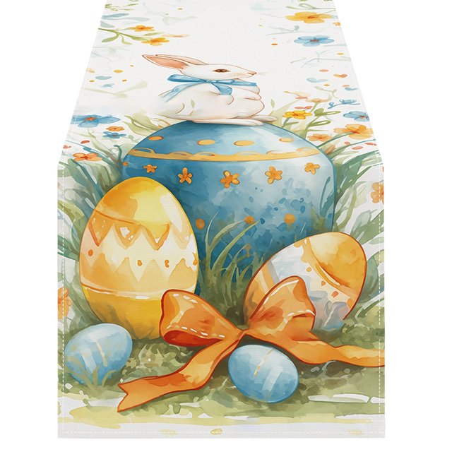 Binwennn Table Decorations for Dining Room Christmas Easter Table Runner Linen Bunny Print Home Tablecloth Holiday Party Table Decoration Tablecloth Mat F