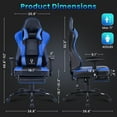 thumbnail image 3 of JONPONY Big and Tall Gaming Chair with Footrest 400lbs Massage Gamer Chair with Memory Foam Adjustable Tilt Back Angle & Armrest, High Back Leather Computer Office Chair，Blue, 3 of 8