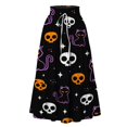 thumbnail image 3 of EANJE Halloween Womens Casual Elastic Waist Drawstring Midi Skirt Print Vacation Style A Line Flowy Skirt for Daily Wear Black S, 3 of 4