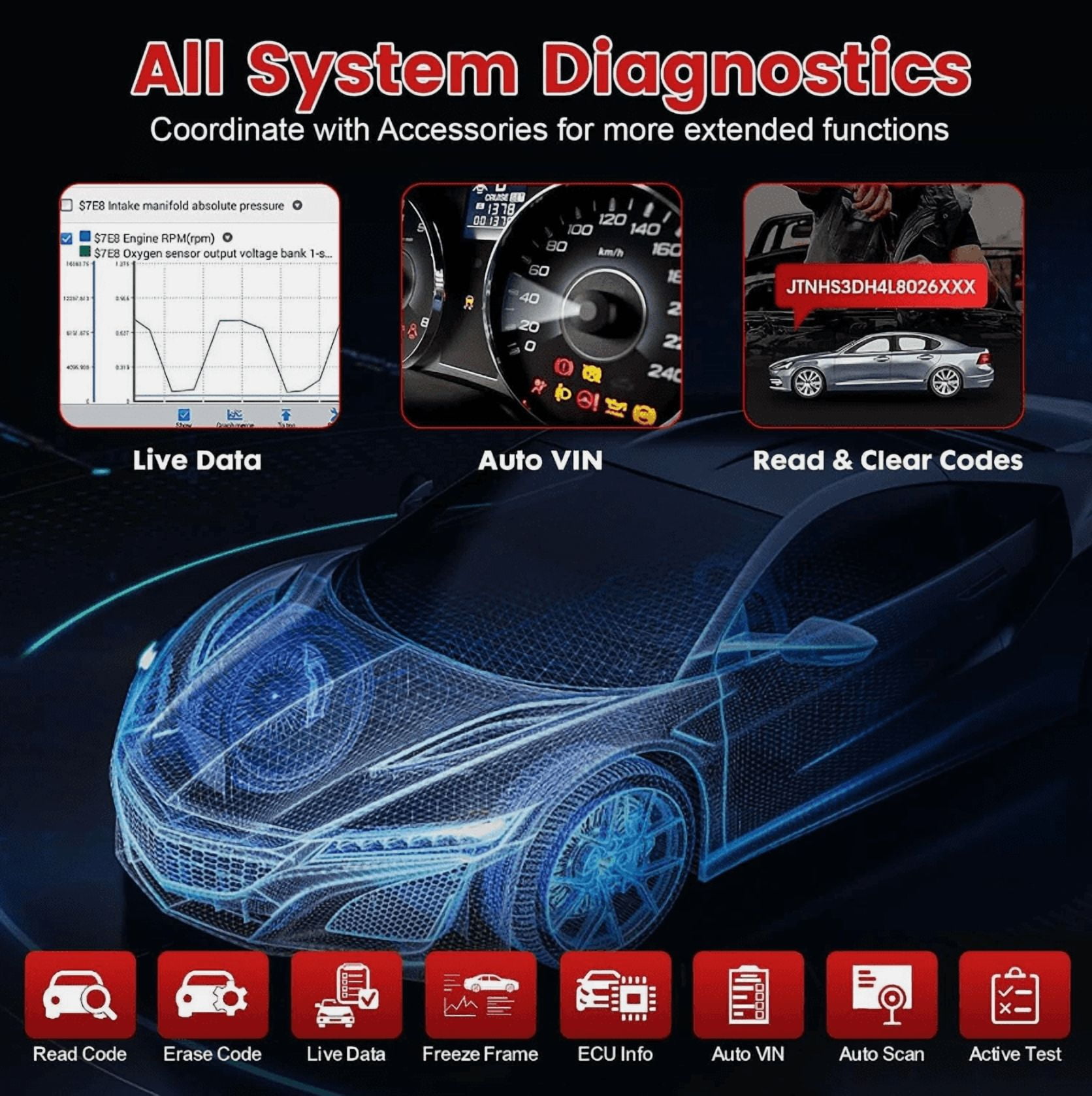 Autel Scanner MaxiCOM MK808Z-TS: Android 11 Based Bi-Directional TPMS Tool, Updated of MK808TS/MK808BT/TS608Pro with Active Test, 28+ Service, Bluetooth All Systems Diagnoses, Advanced TPMS Features