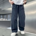 thumbnail image 4 of StSilkitty Boys Girls Cargo Pants Elastic Waist Drawstring Baggy Wide Leg Pants Lightweight Sweat Pants with Pockets, 4 of 5