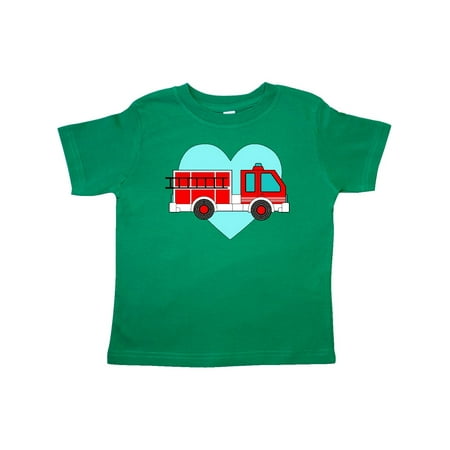 

Inktastic Valentine Fire Truck with Blue Heart Gift Toddler Boy or Toddler Girl T-Shirt