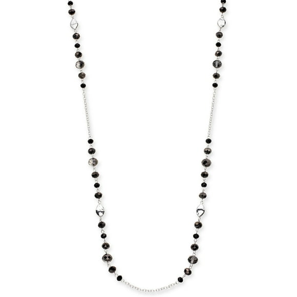 Style & Co Collier à Perles, 72 + 3 Rallonge, Argent/noir