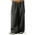 thumbnail image 2 of BXINGOHAI Men's Baggy Cargo Pants Trendy Casual Parachute Pant Loose Fit Harem Joggers with Pockets for Streetwear L, 2 of 5
