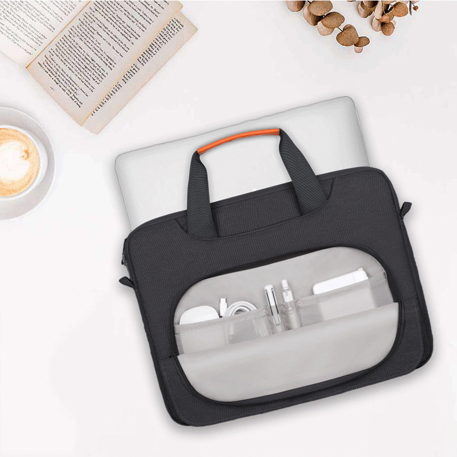 COM1950s 15.6 Inch Laptop Bag,Crossbody Shockproof Computer Case with Removable Shoulder Strap,Waterproof Portable Design and Trolley Compatible for Travel