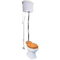 Renovator's Supply White High Tank Pull Chain Toilet with Round Bowl Chrome Z-Pipe