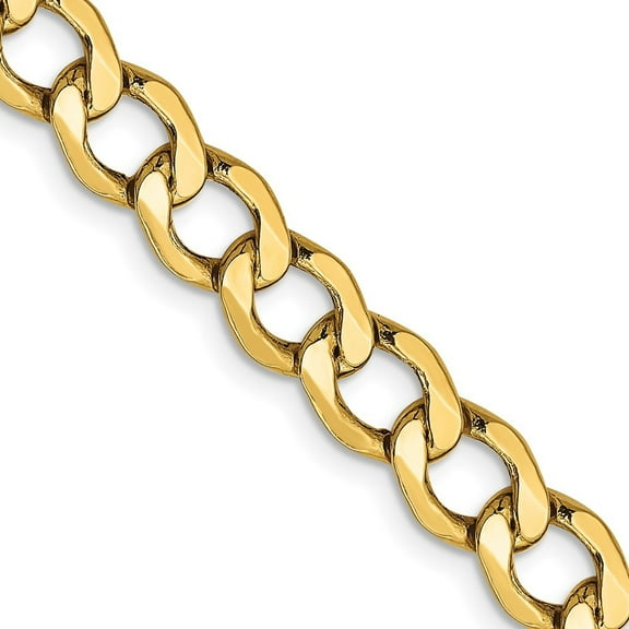 Auriga Fine Jewelry 14K Yellow Gold 6.5mm Curb Chain Necklace 18inch for Women