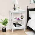 thumbnail image 2 of VECELO Nightstand with Charging Station, 3-Tier End Table with USB Ports and Outlets, Bedside Table for Small Space, Living Room, Bedroom, White, 2 of 8