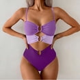 thumbnail image 4 of Guluxicc Bohemain One Piece Swimsuit for Women Spaghetti Strap Cut Out High Waist Push-Up Padded Bathing Suit Summer Beach Swimwear, 4 of 5