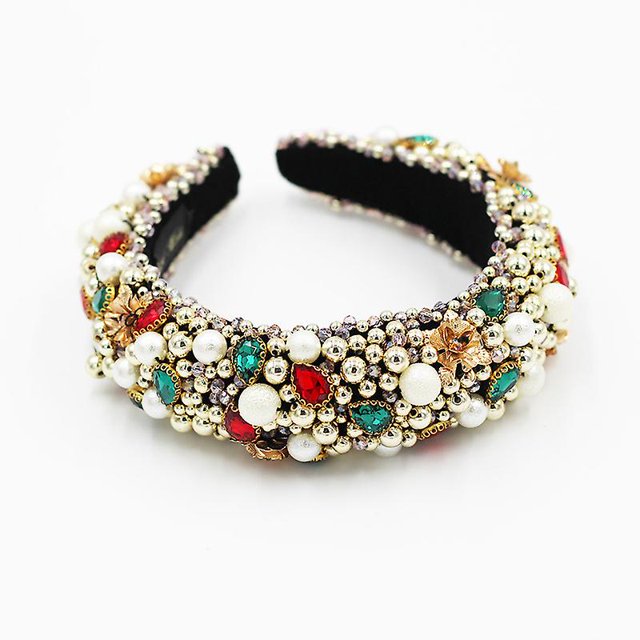 Diadema barroca con diamantes de imitación, diadema acolchada ancha, diademas adornadas con cuentas de cristal para mujeres y ni?as, tocado de fiesta de princesa Vintage, aro para el pelo para Bir LingWen 8390605703645
