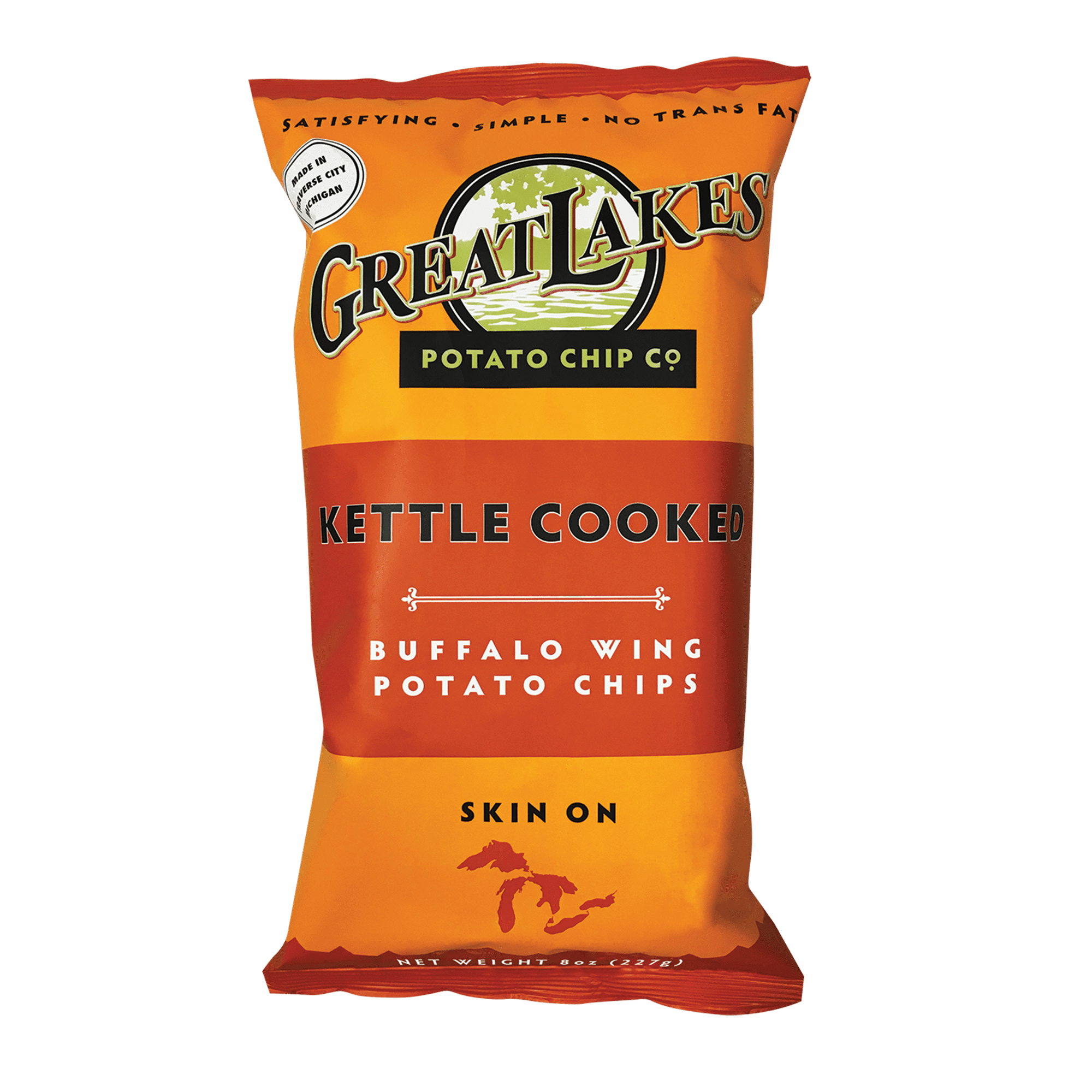 Great Lakes Potato Chips Kettle Chips Buffalo Wing, 8 oz Pack Of 12