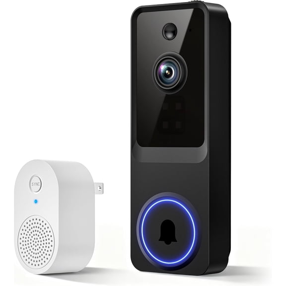 1080p Doorbell Cameras for Entrance, Cloud Storage (Subscription Required), Indoor Doorbell Receiver Notification, Night Vision, Battery Powered