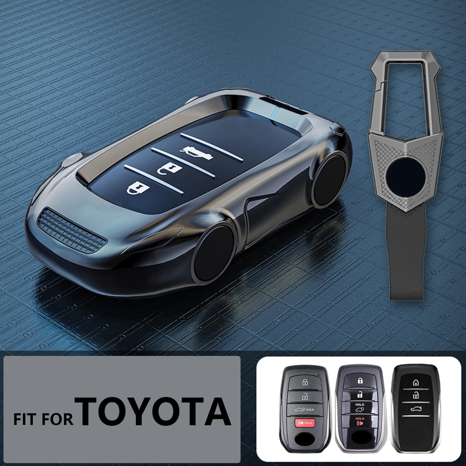 Key Cover Case, Zinc Alloy Key Fob Case Shell Compatible with Toyota Venza RAV4 Prime Sienna Land Cruiser Fortuner Mirai Grand Highlander Prius Collora 2019-2024