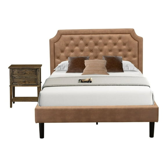 East West Furniture Granbury 2 Pieces Wood Full Bedroom Set in Jacobean/Brown