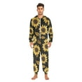 thumbnail image 3 of FORMRS Onesies Pajama for Adults Unisex Hoodie Winter Jumpsuit One Piece Sleepwear, Sizes S-2XL, Black Sunflower Pattern, 3 of 7