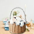 thumbnail image 6 of 1 Pcs Wicker Basket with Handle,Woven Baskets,Rotundity Imitation Rattan Fruit Storage Baskets,Empty Gift Basket for Vegetables, Food Serving, Display, Outdoor, Orange,5.9in Wide,3.54in High(Khaki), 6 of 9