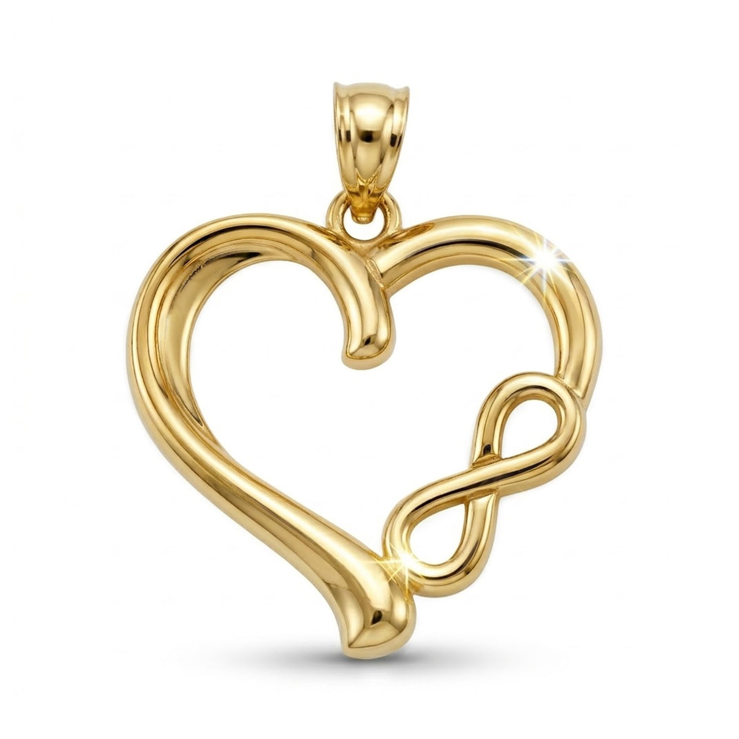 Charm America - Gold Infinity Heart Charm - 10 Karat Solid Gold