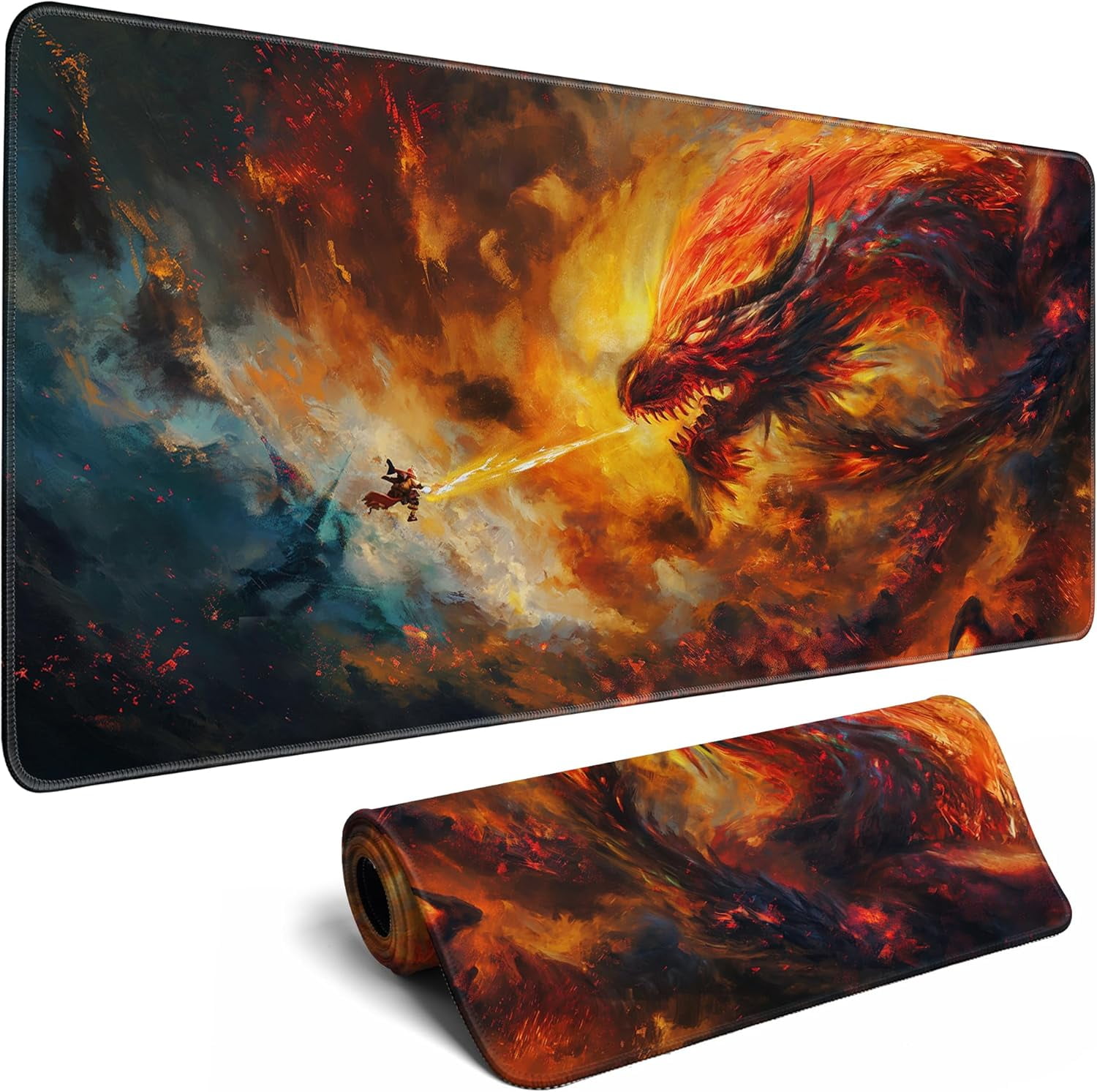 Mouse Pad Gaming Red Moon Desk Pad Mat Extra Large Mousepad (31.5x11.8 in), Home Office Decor Stitched Edges Smooth Surface Non-Slip Bottom
