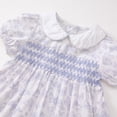 thumbnail image 4 of YHAJDS Girls Short Sleeve Dress Ruffle Bow Applique Solid Color Casual Top, 4 of 5