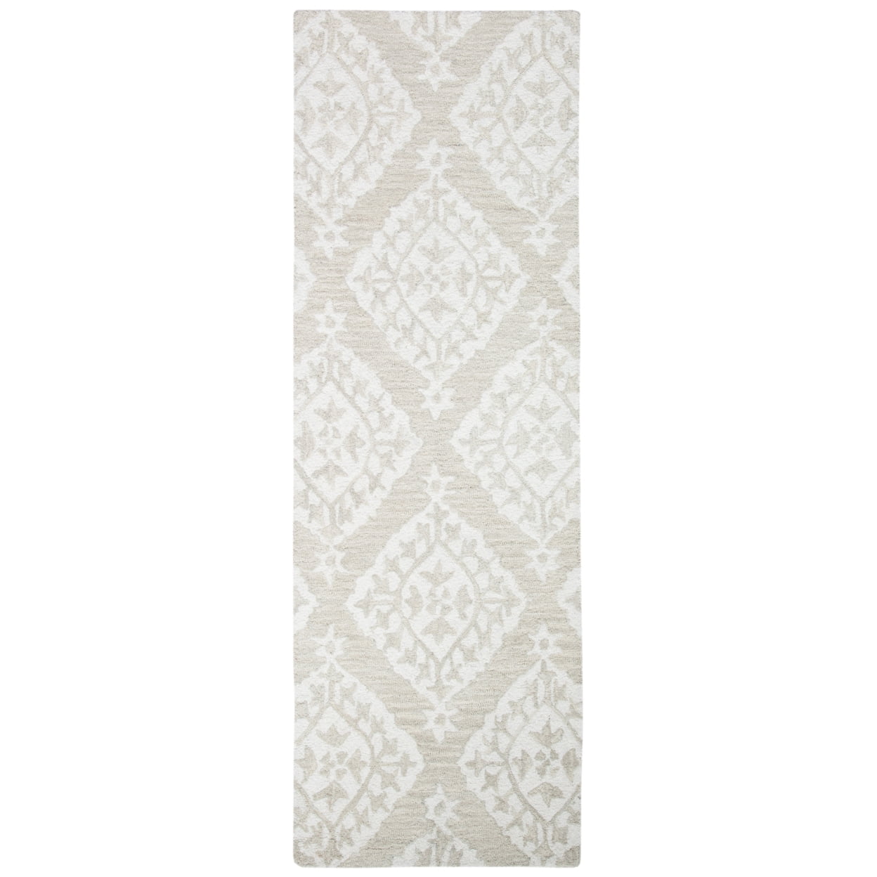 SAFAVIEH Micro-Loop Linton Damask Trellis Wool Area Rug, Beige, 5' x 5' Round