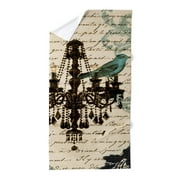 CafePress - Vintage Paris Chandelier Lace Bird Scripts Fashion - Large Beach Towel, Soft 30"x60" Towel with Unique Design