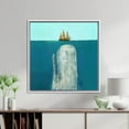 thumbnail image 3 of Modern Artwork, Trendy Artwork, Underwater Wall Decor, Crude Area The Whale Large and Ship, Whale Art, Animal Printed, Canvas Wall Decor - Natural Framed, 3 of 6