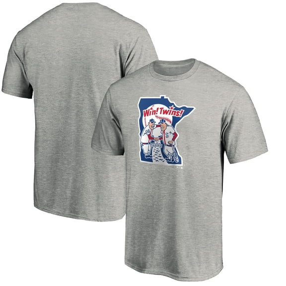 Men's Heathered Gray Minnesota Twins Cooperstown Collection Huntington Logo T-Shirt