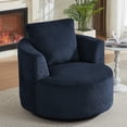 thumbnail image 2 of Aukfa Swivel Accent Chair - Modern Upholstered Faux Fur Arm Chair with Plump Back Pillow for Living Room,Office,Apartment,Dark Blue, 2 of 5