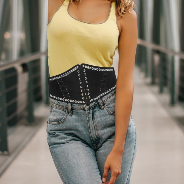 TEHAUX Cinturón Corset Ancho Negro Para Mujer Con Ajustable Sofisticado