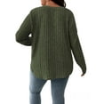 thumbnail image 4 of DYMADE Women's Plus Size Solid Spliced V-Neck Long Sleeve Loose Basic T-Shirt Blouses, 4 of 4