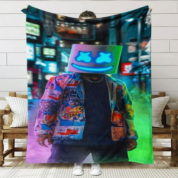 DJ Mask Marshmello1 Throw Blanket Gifts for Fans Lover Girls Boys Women Present Hoodie Him Bed 60"x80"