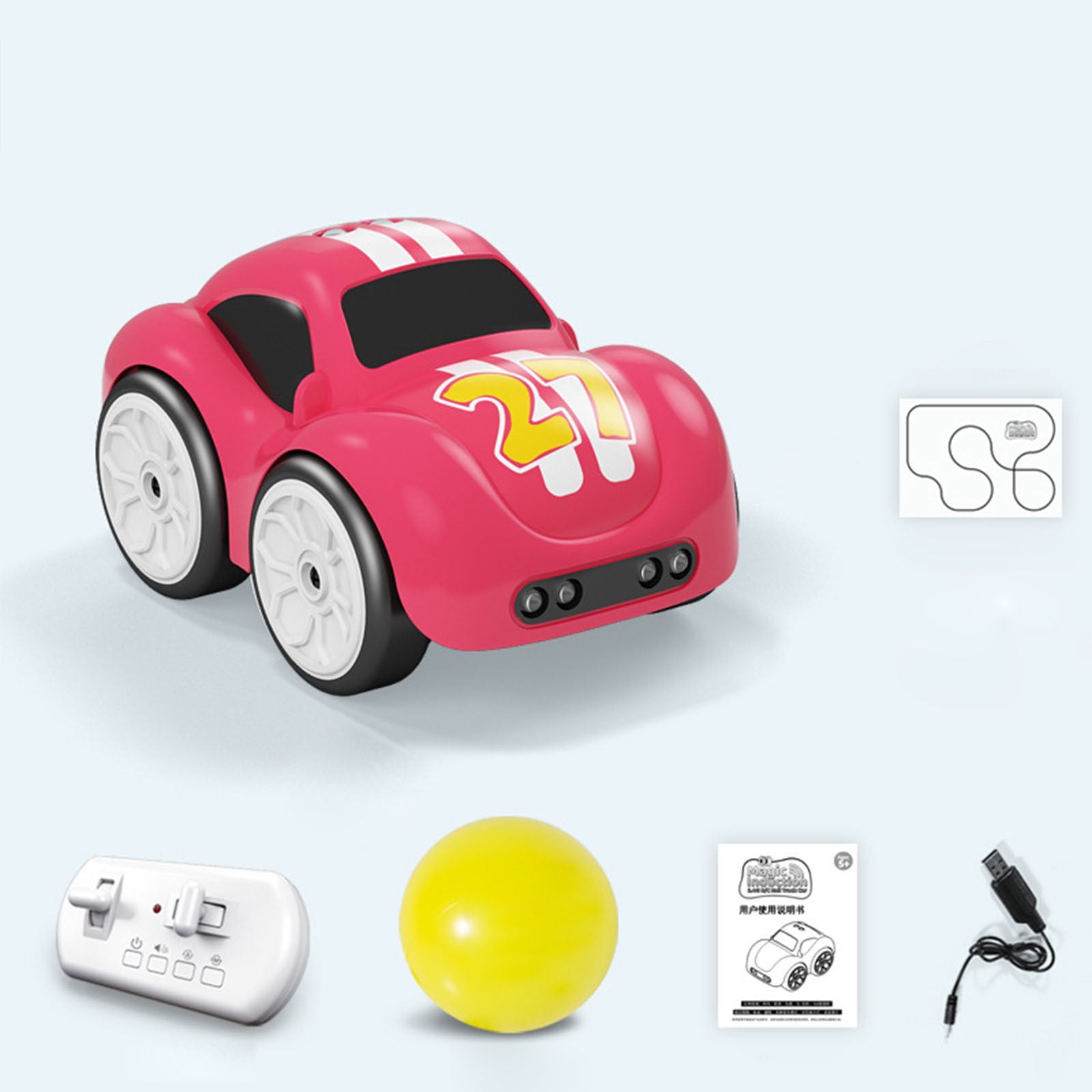 Mini Magic Car Follows Line, 2.4GHz RC Smart Interactive Car Toy That Follows Drawn Line, with Music and 4 Modes, Follow, Dodge, Lines Trace and Auto Demo