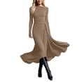 thumbnail image 3 of Bodycon Dresses for Women Boho Stretch Draped Fall Maxi Wrap Knotted Dress (Khaki M), 3 of 6