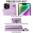 thumbnail image 4 of Crossbody Wallet Case for iPhone 12 Pro / 12, RFID Blocking Leather Purse Case with Card Holder Kickstand, Protective Handbag Back Flip Phone Cover with Zipper Shoulder Strap for Women, Purple, 4 of 9