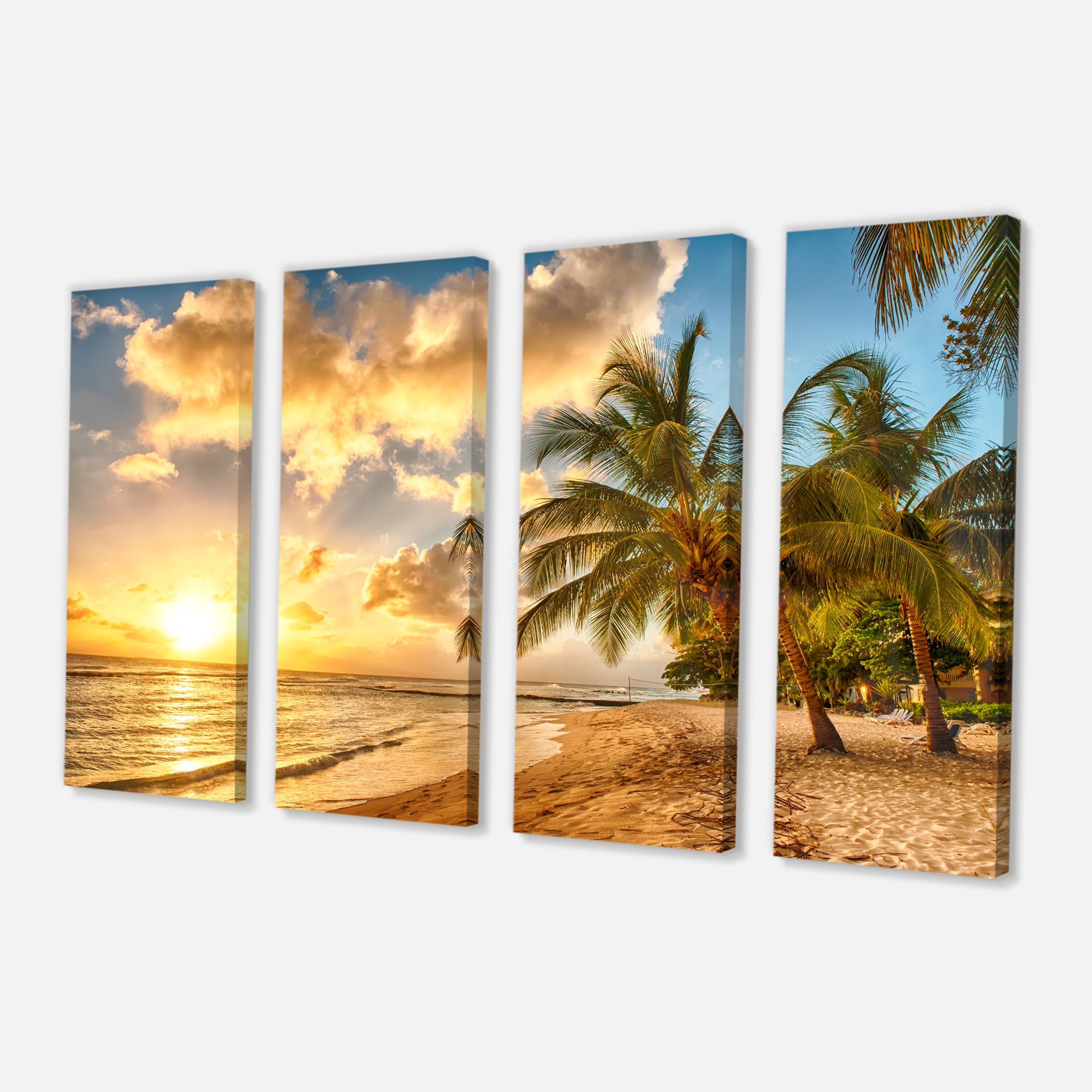 Designart 'Gorgeous Beach of Island Barbados ' Modern Seascape Canvas Artwork