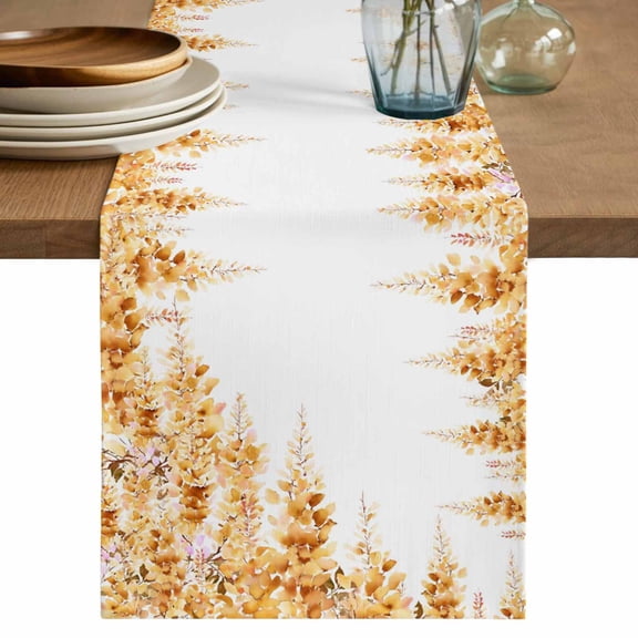 Yellow Wisteria Table Runner 120 Inches, Sprinng Summer Pastoral Botanical Bed Runner Dresser Scarves Tabletop for Indoor Outdoor Parties/Ceremony/Banquet, 13"x 120"