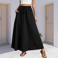 thumbnail image 2 of XIAOCHA Women's Drawstring Elastic Waist A-Line Maxi Skirt Casual Loose-Fit Everyday Long Skirt with Side Pockets, 2 of 5