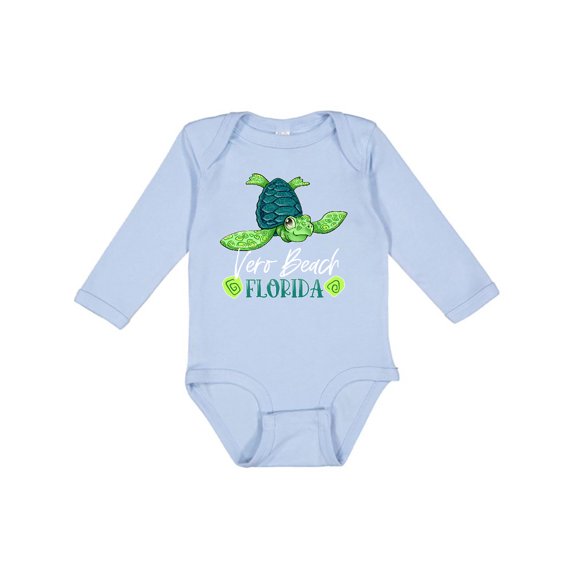 Inktastic Vero Beach, Florida Happy Sea Turtle Boys or Girls Long Sleeve Baby Bodysuit