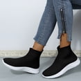 thumbnail image 2 of NOKIO Socks Sneakers for Women Comfortable Knit Ankle B𝗈𝗈𝑡𝑠 S𝗅ip On Walking Shoes Lightweight Tennis Running Shoes High Top Sneaker with Soft Sole for Summer and Autumn, 2 of 7