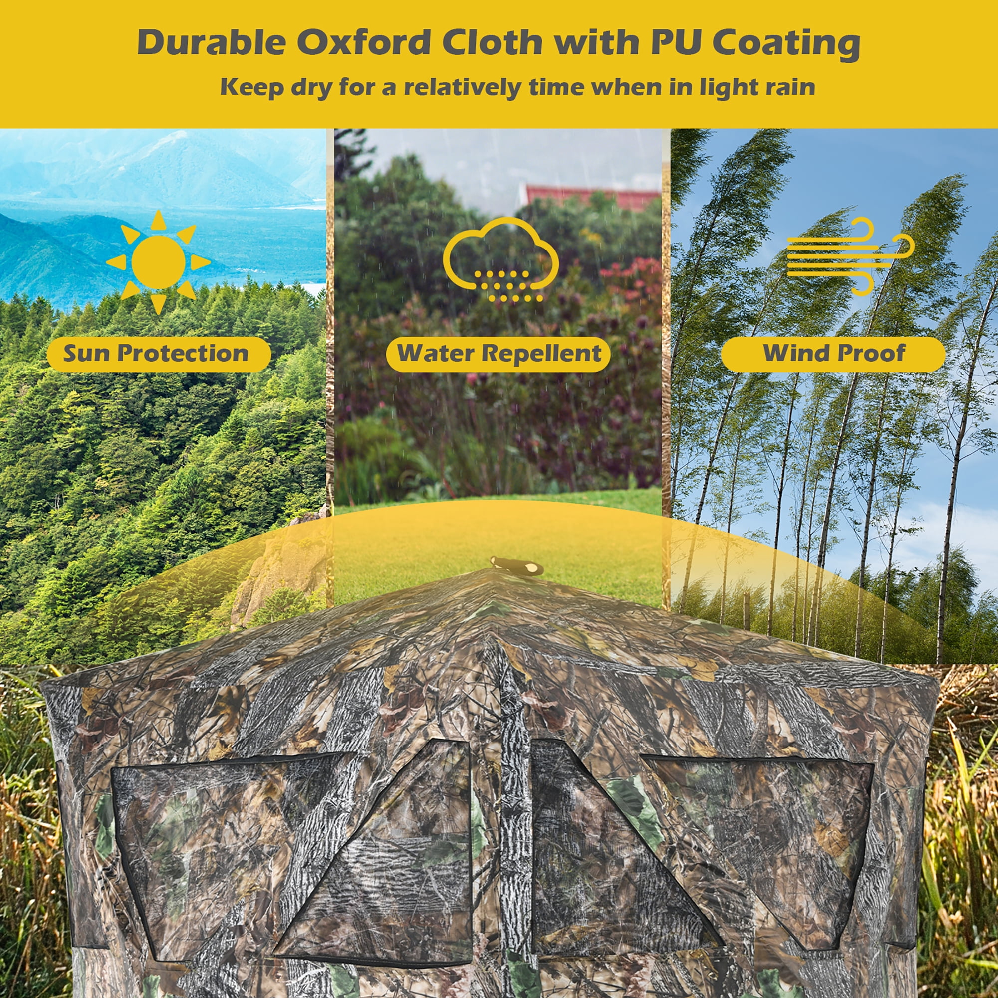 Gymax 3 Person Portable Hunting Blind Pop-Up Ground Blind w/Tie-downs & Carrying Bag