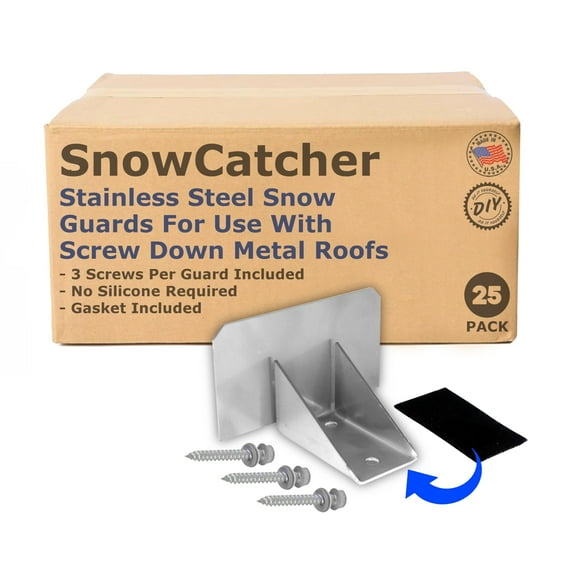 SnowCatchers Stainless Steel Snow Guards Roof Gutter Accessories, 25 Piece