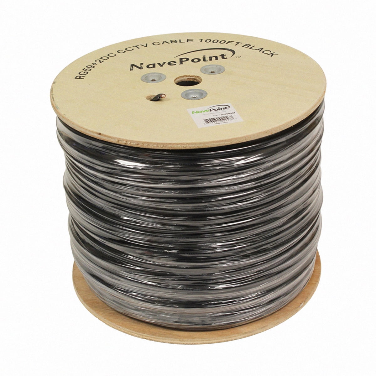 NavePoint 1000ft RG59 Siamese CCTV Combo Coaxial RG59 20 AWG Video + 18/2 18 AWG Power Bulk Wire Security Camera Video Cable Black