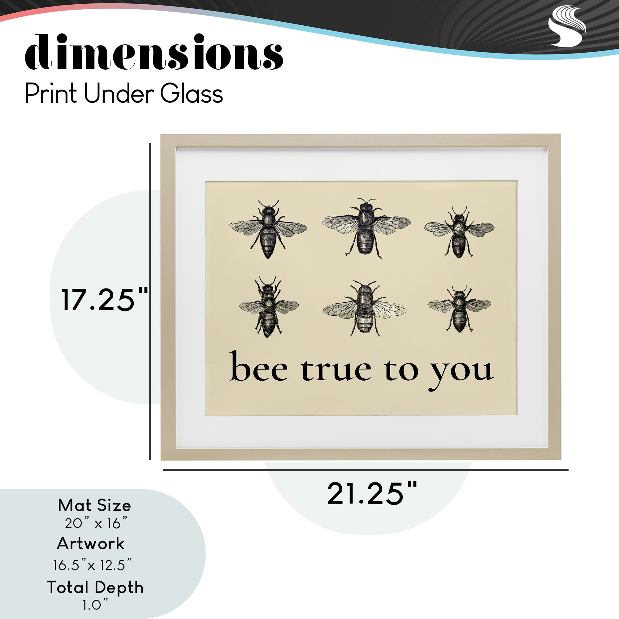 Bee True To You Inspiration Birch Framed Print Under Glass, design by Lettered and Lined