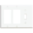 thumbnail image 1 of Placa de pared Leviton de 3 elementos, 1 palanca, 2 decora/GFCI, color blanco, 1 of 1