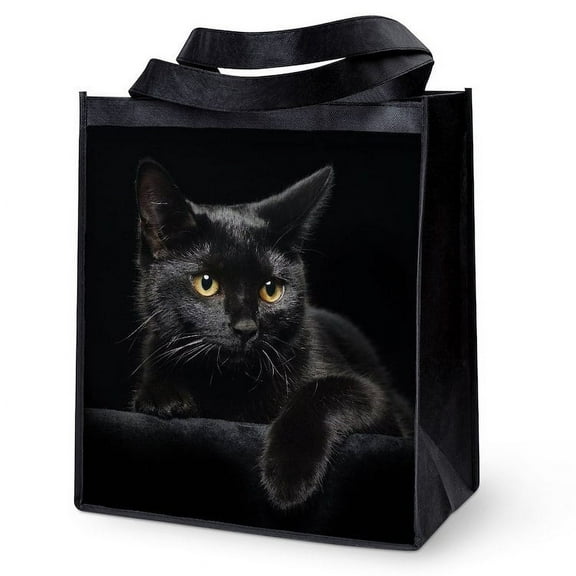 CafePress - Black Cat Reusable Grocery Tote Bag - 12"x 13", 100% Recycled, Reusable Grocery Bag