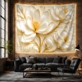 thumbnail image 6 of White Floral Blossoms with Golden Stems in Soft Beige Background, Calming Boho Wall Art for Flower Lovers, Botanical Floral Decor, Spring Gift Tapestry Wall Hanging for Living Room and Bedroom, 6 of 7
