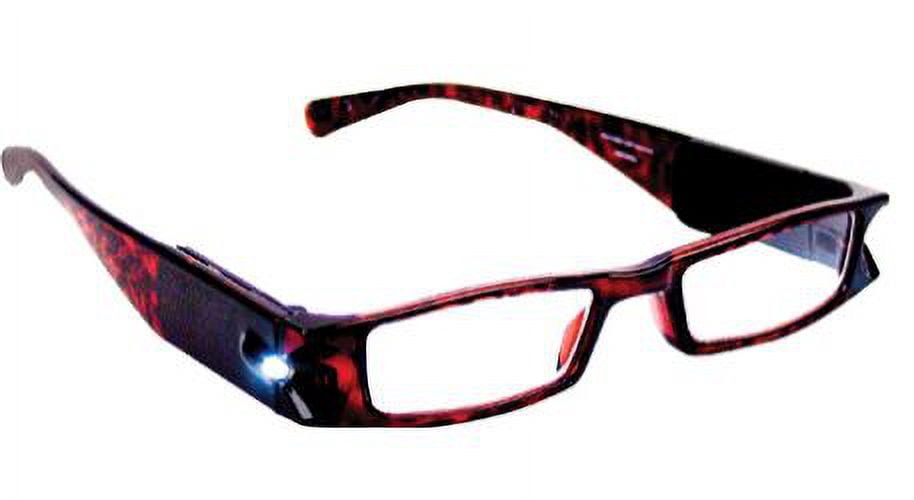 LightSpecs Lightweight Reading Glasses with LED lights +1.00 Power, Tortoise, w/Tube Case