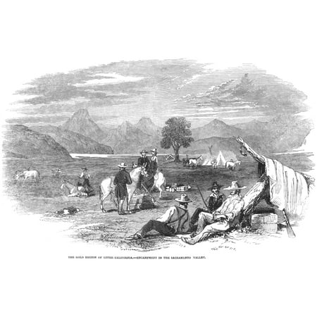 California Gold Rush 1849 Ngold Miners In Camp In The Sacramento Valley California 1849 Wood Engraving From A Contemporary English Newspaper Rolled Canvas Art -  (24 x